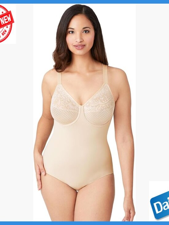 Other - Stretch Jacquard Shaping Bodysuit with Minimizer Cups and Mesh Lining